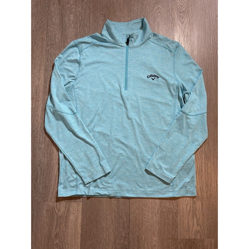 Callaway Golf 1/4 Zip Pullover Mens Medium Light Blue Heather Long Sleeve Shirt
